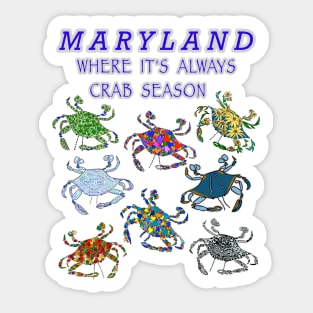 Maryland, blue crabs, crabs, crab designs Sticker